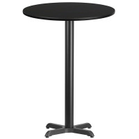 Flash Furniture XU-RD-30-BLKTB-T2222B-GG 30" Round Black Laminate Table Top with 22" Bar Height Table Base